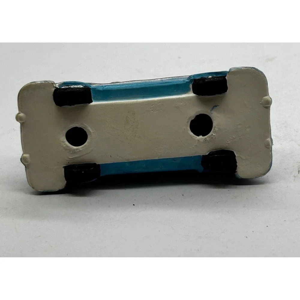 Vintage Plaster Chalkware Blue and Silver Painted Car 4 1/2